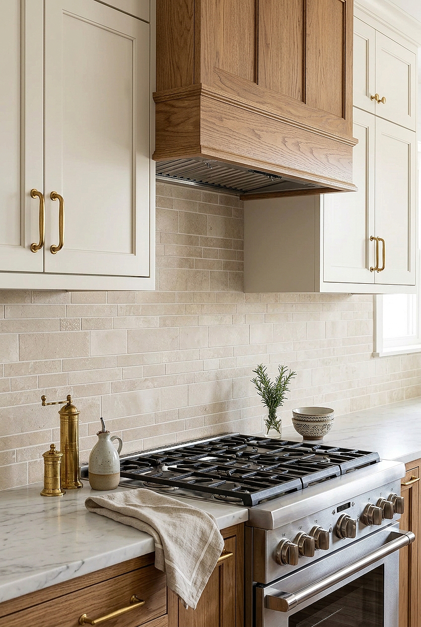 Light Ivory Travertine Subway Kitchen Backsplash BA1092