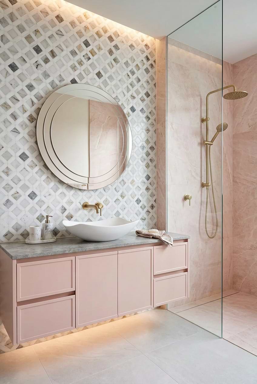 Marble Diamond Tile Bathroom Backsplash BA6313