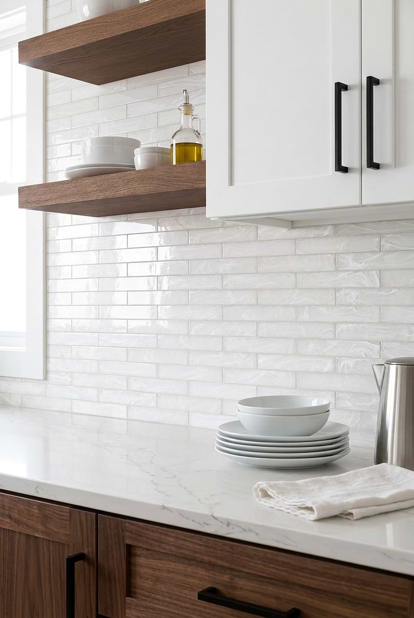 Milky White Glass Subway Kitchen Backsplash Tile BA6707 Milky White Glass Subway Kitchen Backsplash Tile BA6707