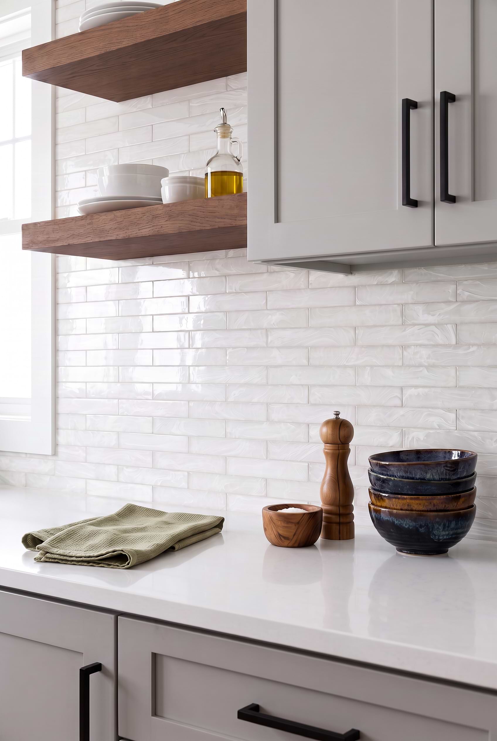 Milky White Glass Subway Kitchen Backsplash Tile BA6707