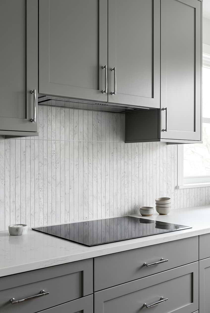 Modern Carrara Gray Marble Vertical Backsplash Tile BA1077