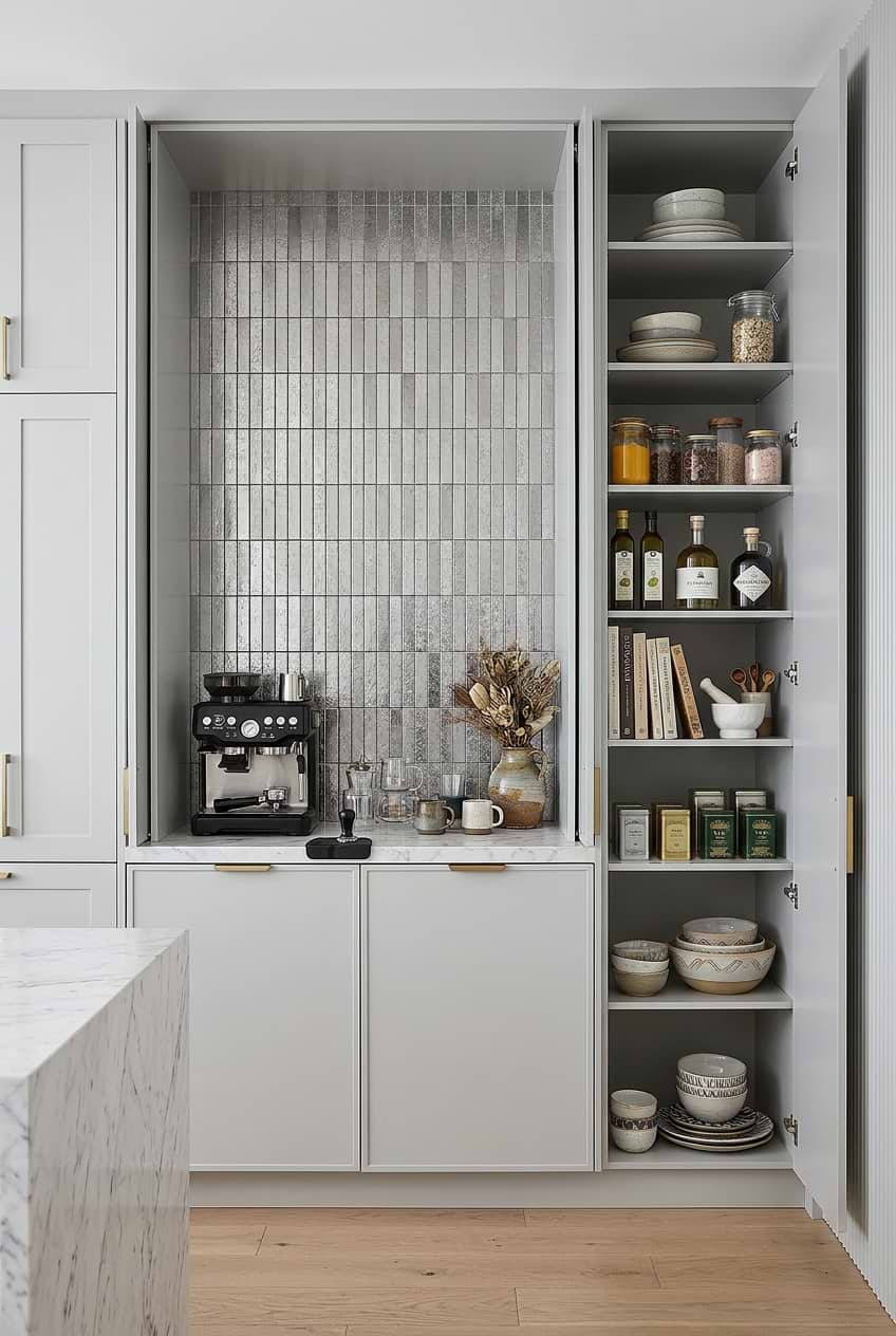 Modern Gray Metallic Vertical Mosaic Backsplash Tile BA6205