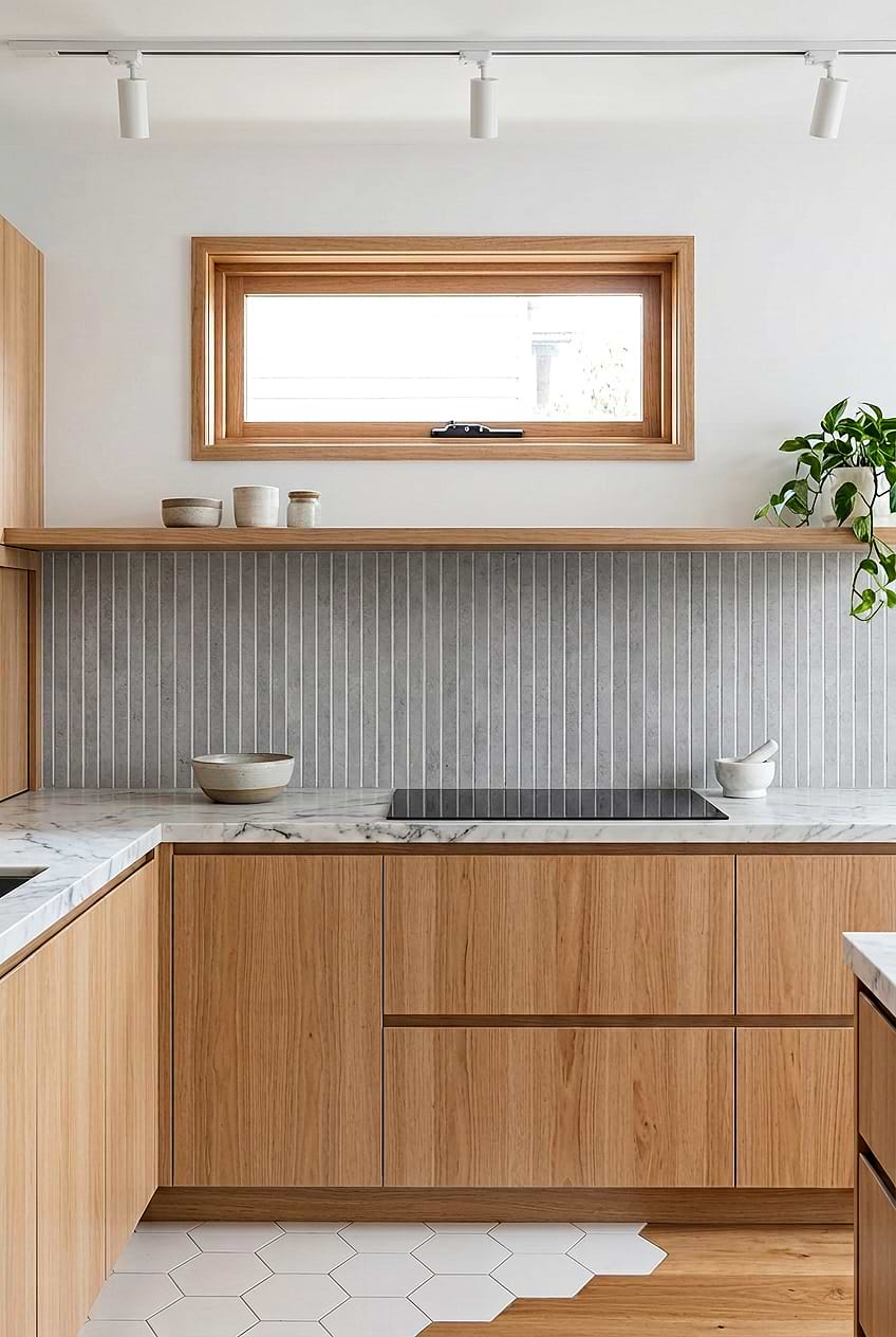 Modern Gray Porcelain Vertical Kitchen Backsplash BA4503