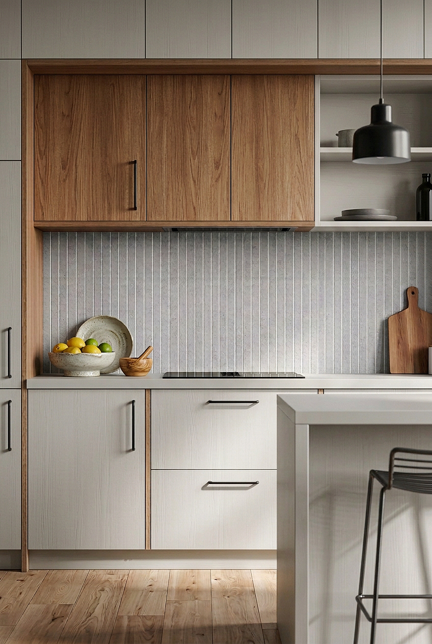 Modern Gray Porcelain Vertical Mosaic Backsplash Tile BA4503