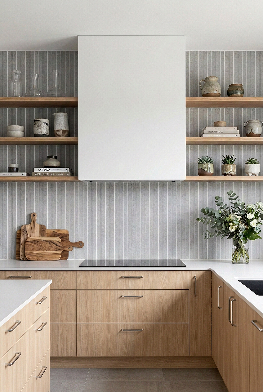 Modern Gray Vertical Porcelain Kitchen Backsplash BA4503