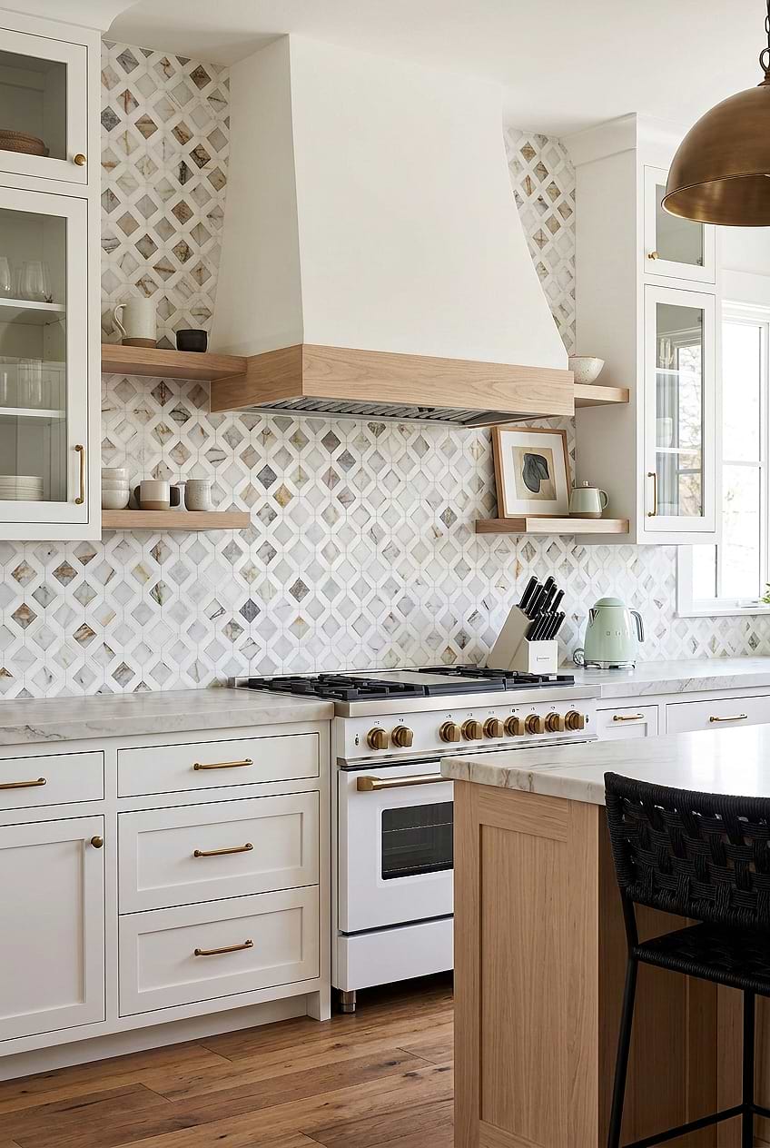 Multi Color Marble Diamond Backsplash BA6313