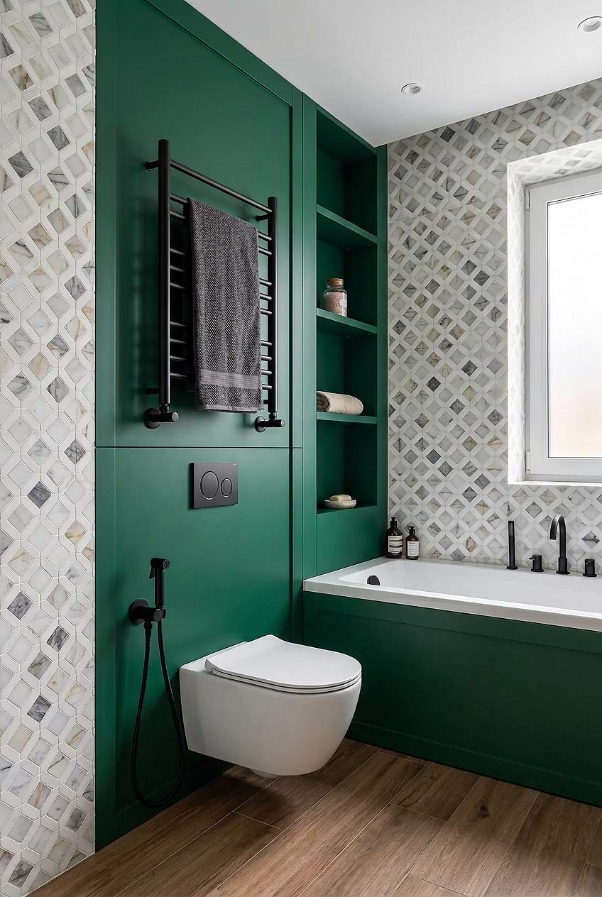 Multi Color Marble Diamond Bathroom Tile BA6313