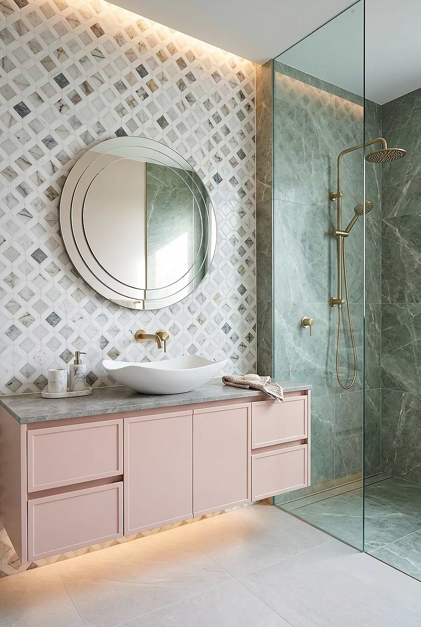 Multi Color Marble Diamond Colorful Bathroom Wall Tile BA6313