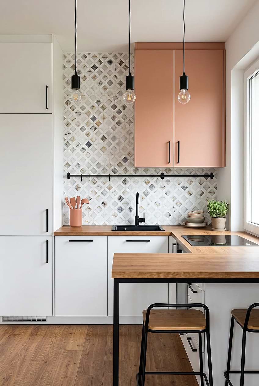Multicolor Marble Diamond Kitchen Backsplash BA6313
