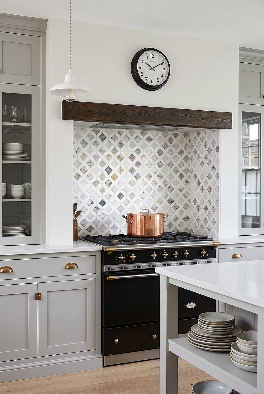 Multicolor Marble Diamond Mosaic Farmhouse Backsplash BA6313