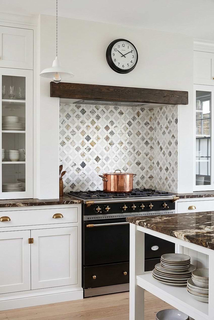 Multicolor Marble Diamond Mosaic Traditional Kitchen Tile BA6313