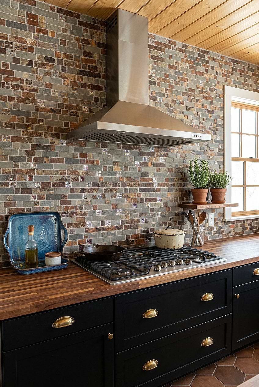 Multicolor Slate Glass Subway Kitchen BA1026