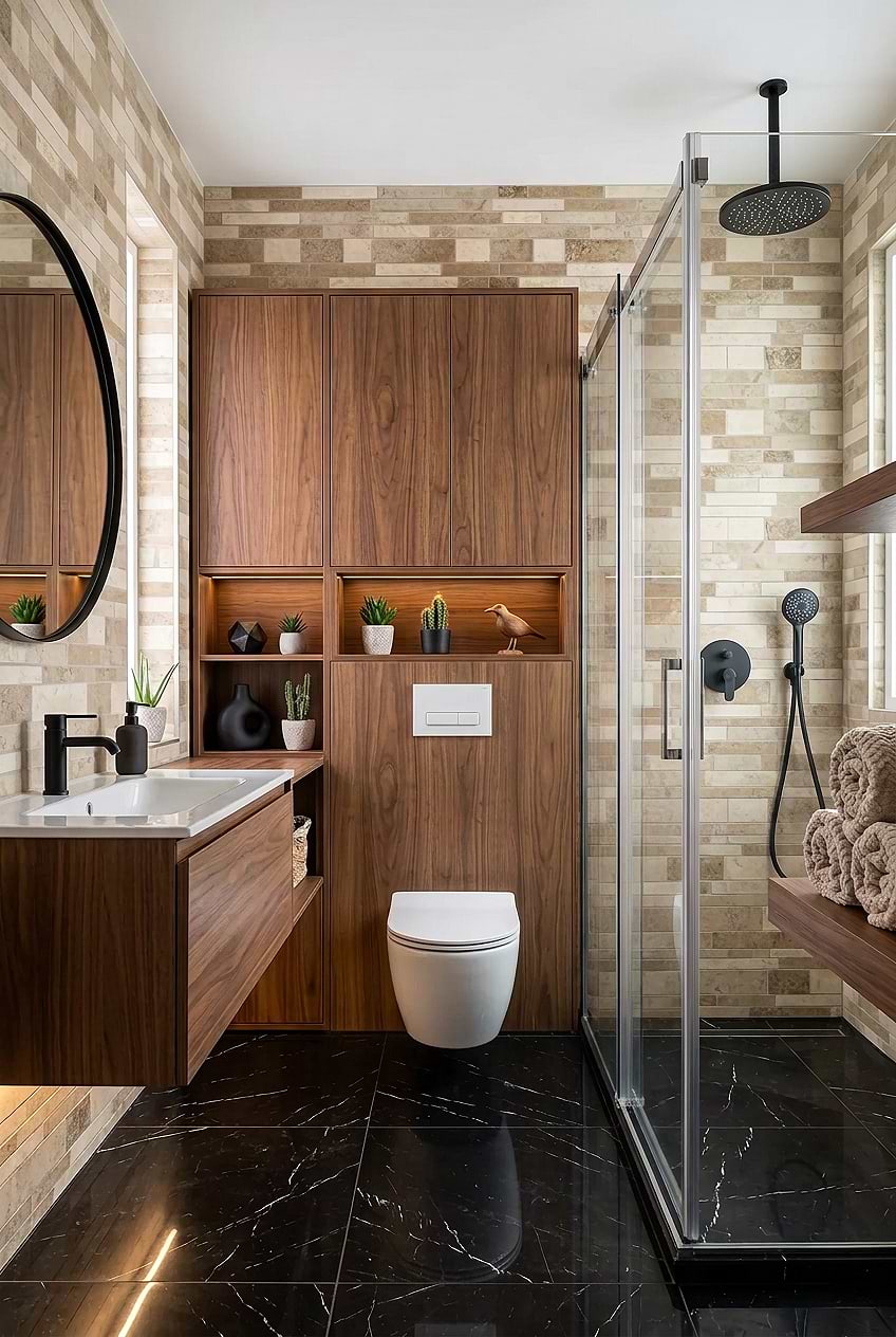 Multicolor Travertine Subway Bathroom Tile BA1024
