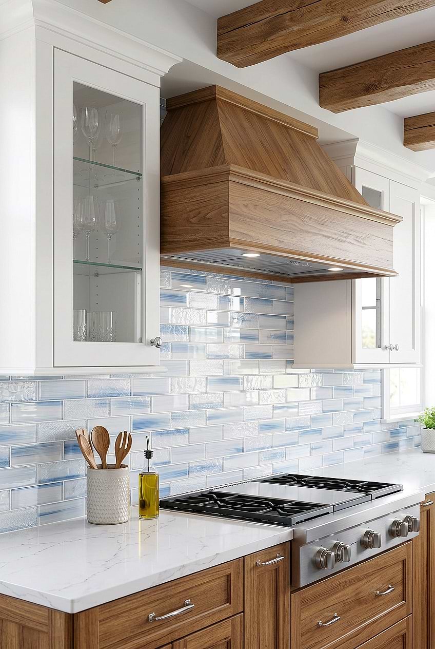 Ocean Blue Glass Farmhouse Backsplash BA5507 LOT C