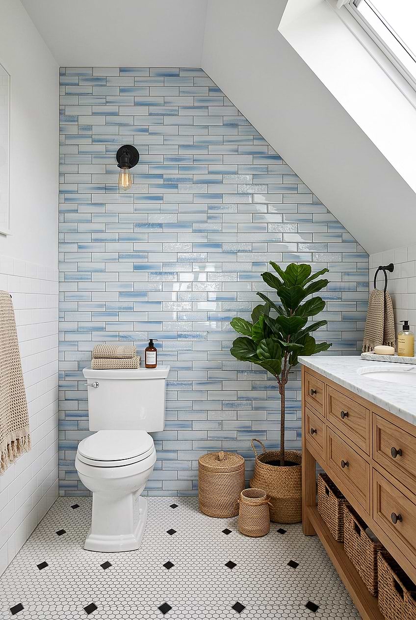 Ocean Blue Glass Subway Bathroom Wall Tile BA5507 LOT C