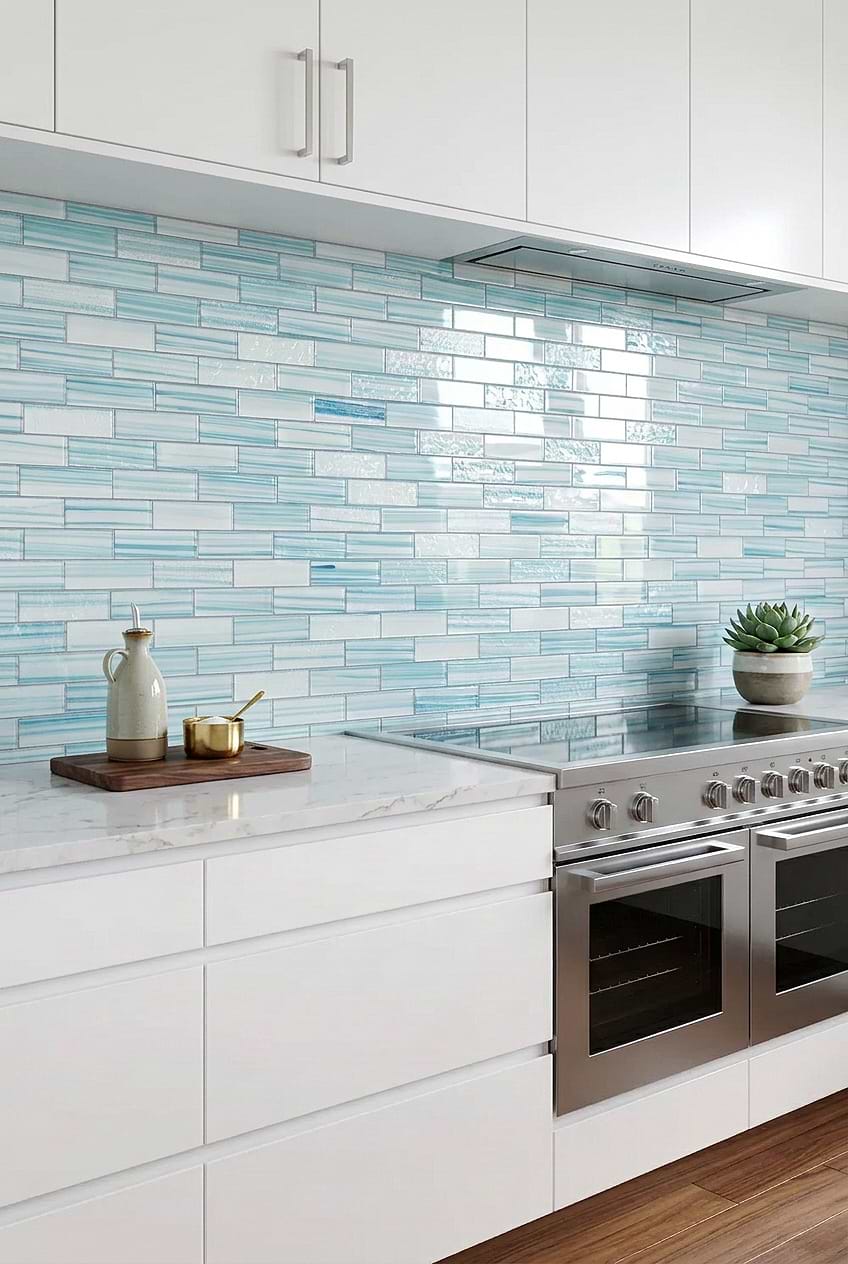 Ocean Blue Glass Subway Kitchen Backsplash Tile BA5563