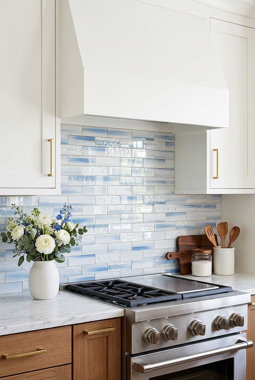 Ocean Blue Glass Subway Kitchen Tile BA5507 LOT C