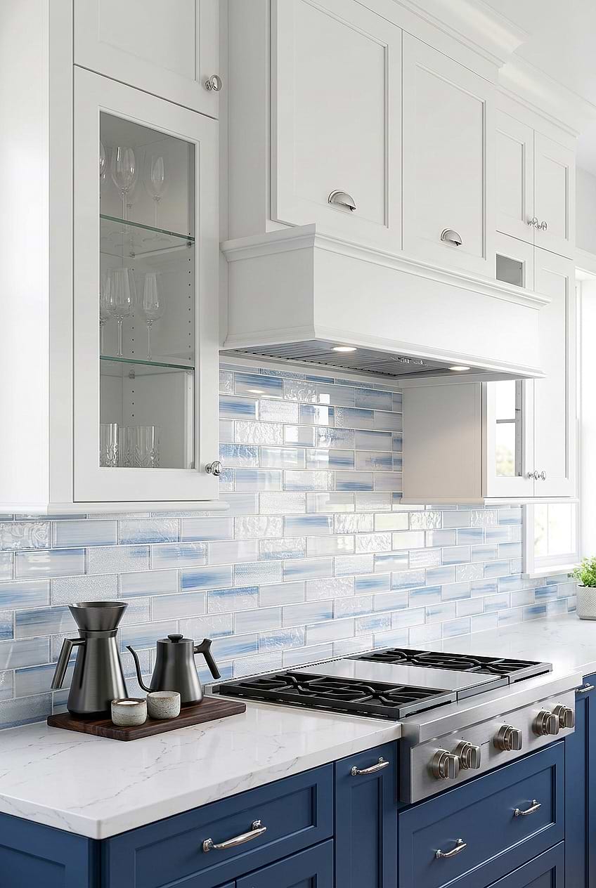 Ocean Blue Textured Glass Subway Backsplash BA5507 LOT C
