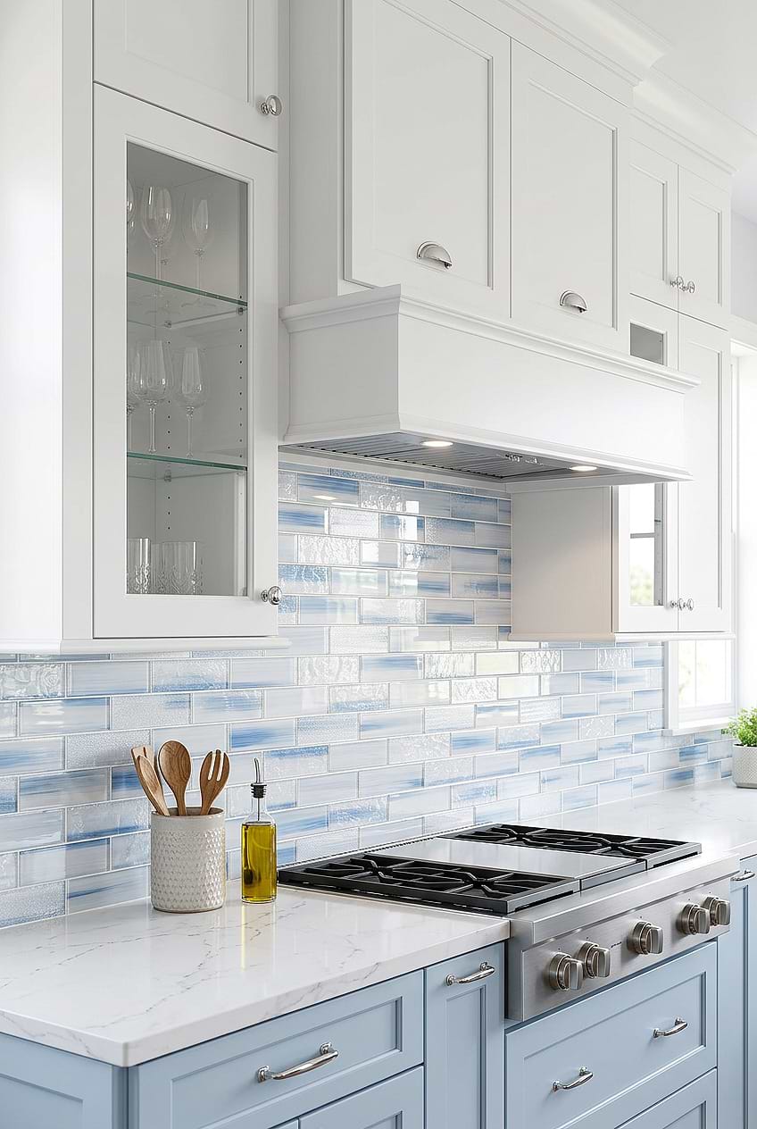 Ocean Blue Textured Glass Subway Tile BA5507 LOT C