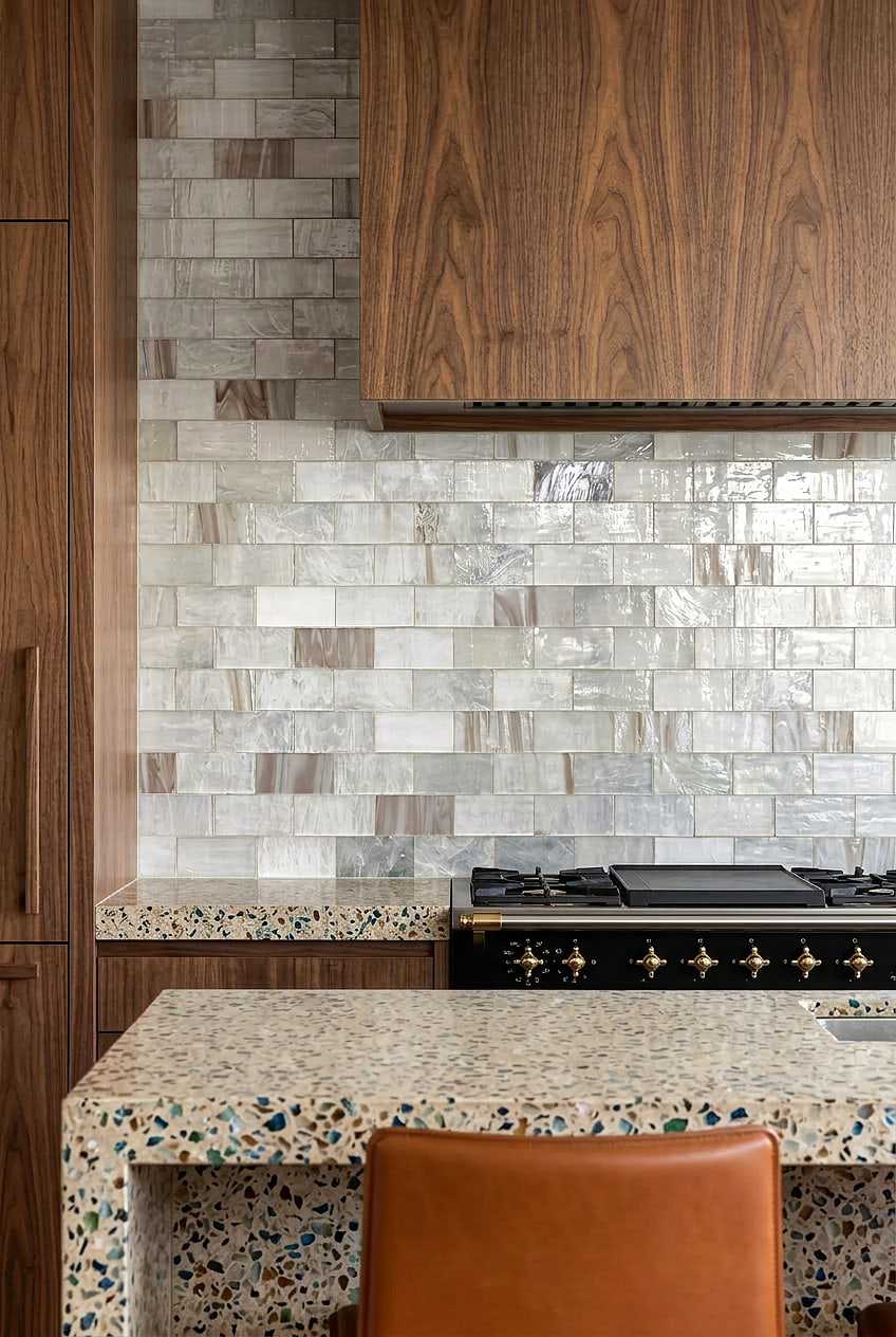 Opal Beige Glass Subway Kitchen Tile BA7015