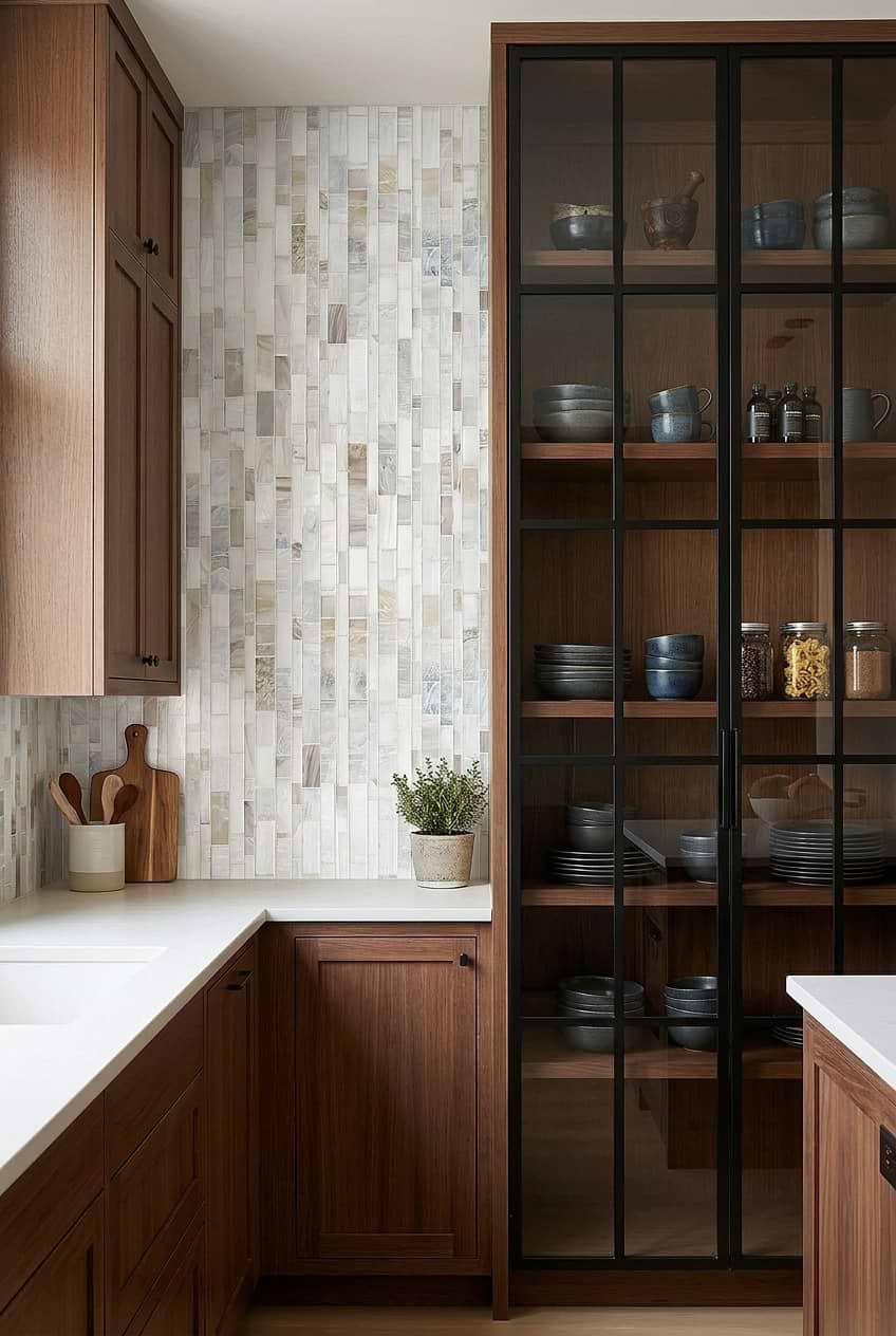Opal Beige Vertical Glass Mosaic Backsplash Tile BA7015