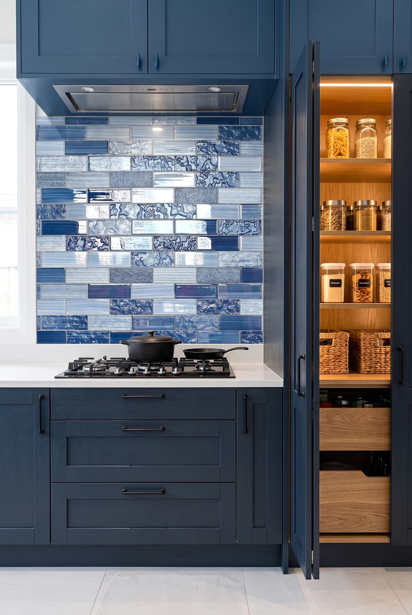 Pacific Blue Glass Subway Mosaic Backsplash Tile BA5530