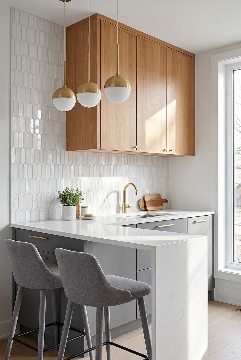 Pearl Picket Glass Kitchen Backsplash BA6701