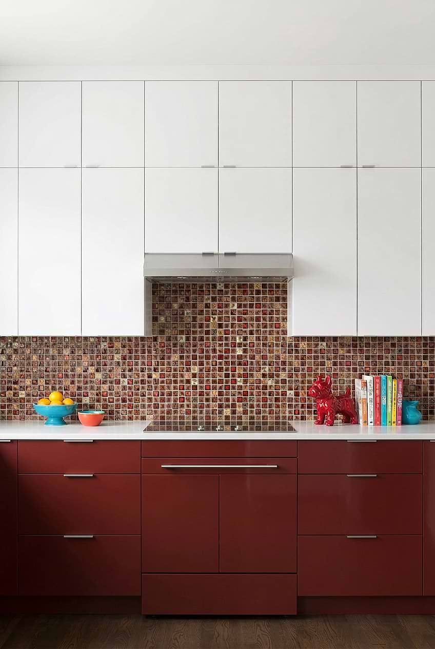 Red Beige Glass Ceramic Mosaic BA1105