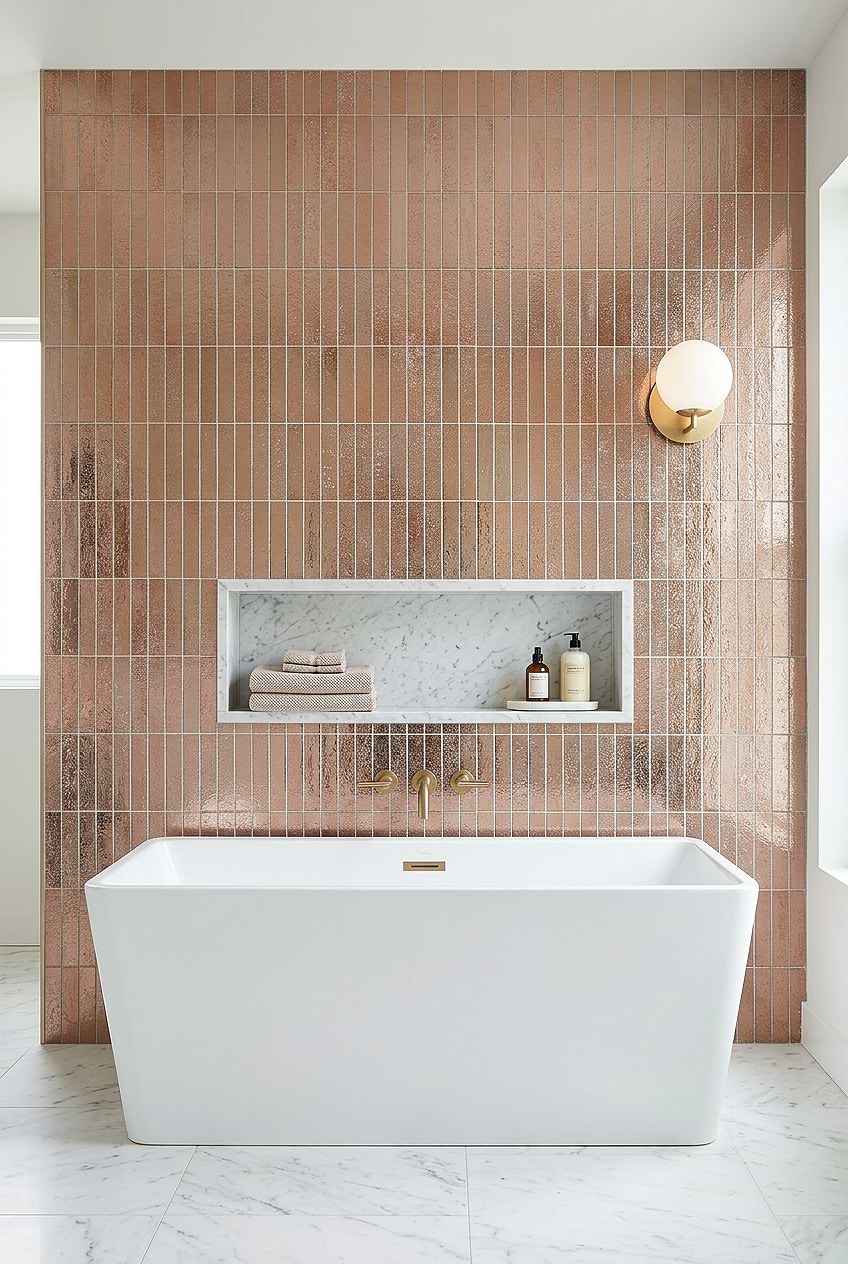 Rose Gold Metallic Bathtub Accent Wall Tile BA6206