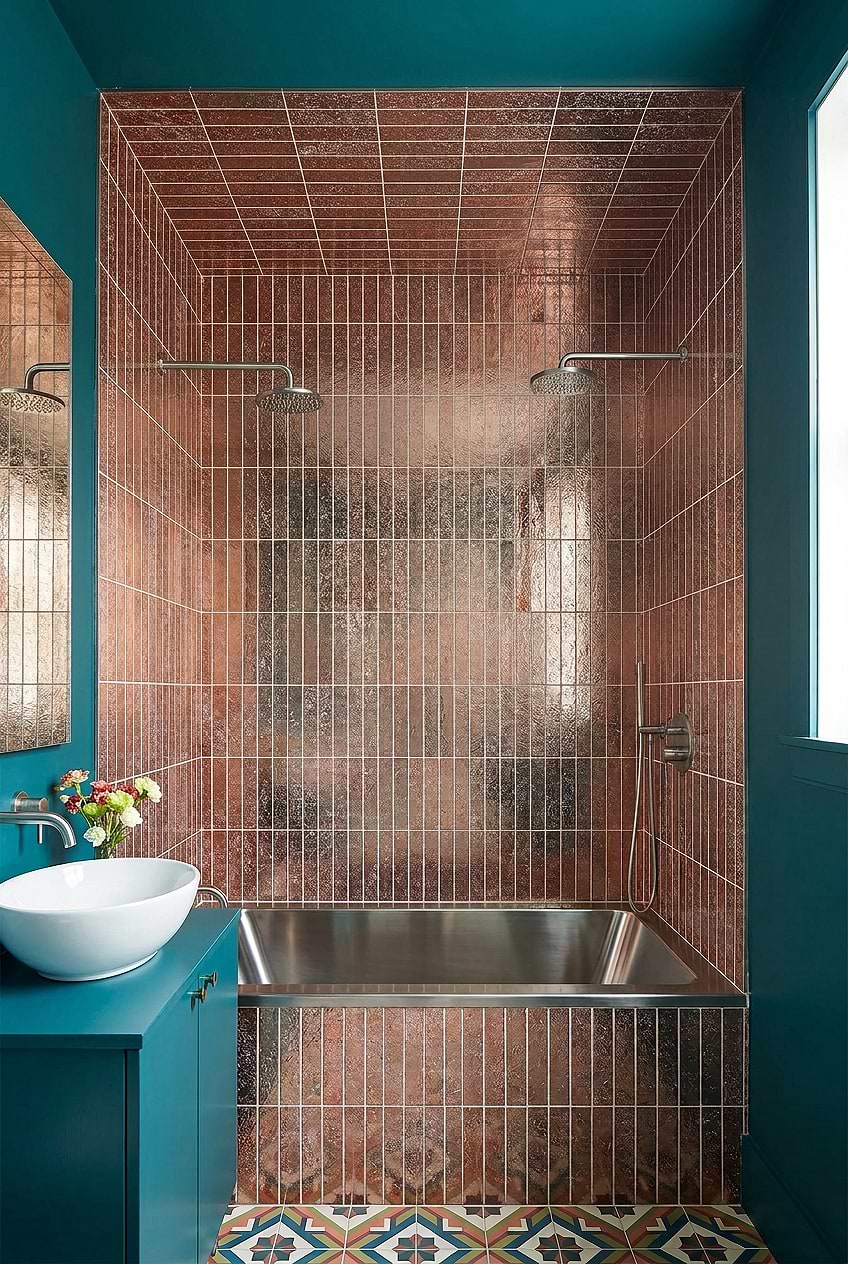 Rose Gold Metallic Bathtub Tile BA6206