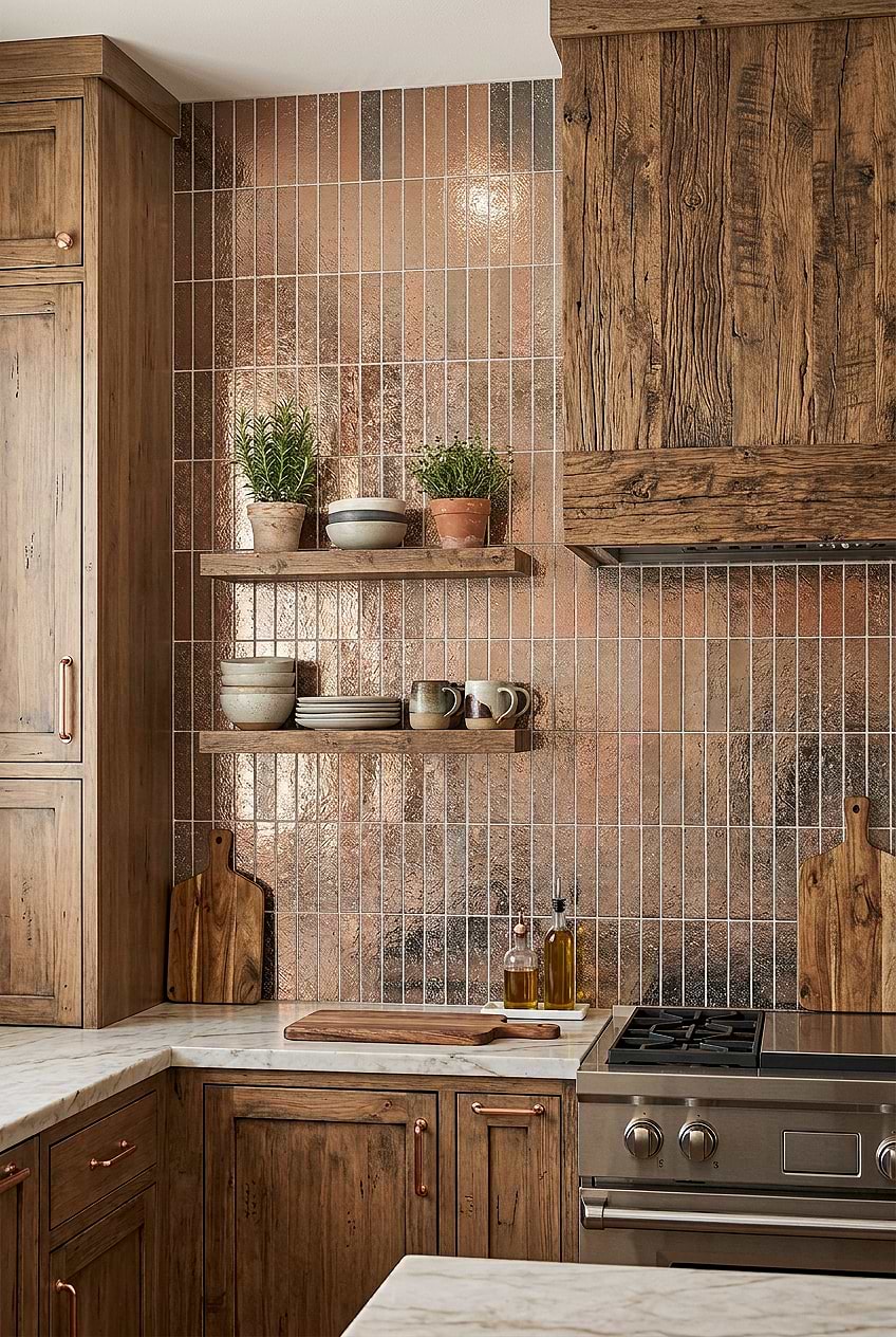 Rose Gold Metallic Vertical Backsplash Tile BA6206