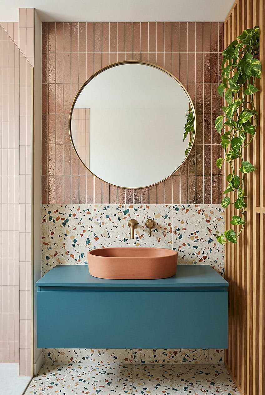 Rose Gold Metallic Vertical Bathroom Tile BA6206