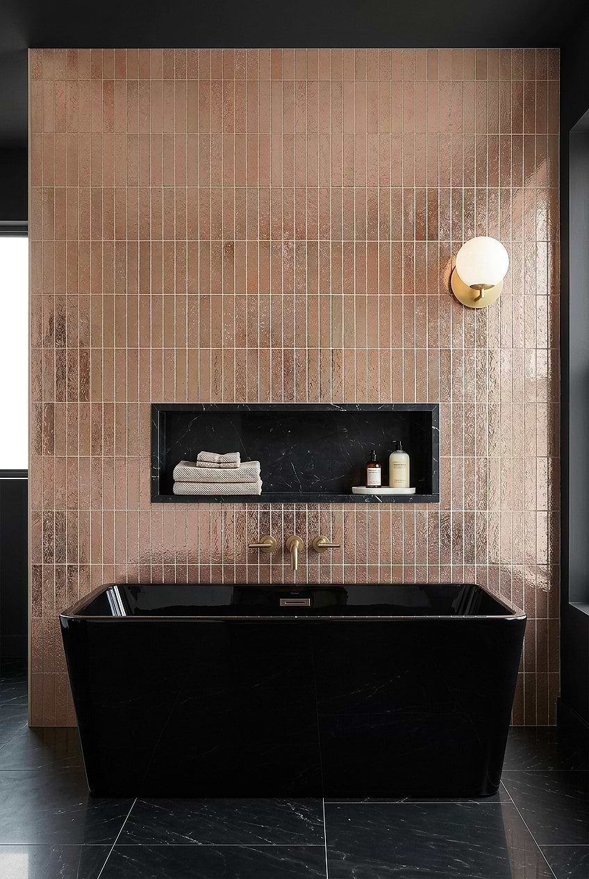 Rose Gold Metallic Vertical Bathroom Tile BA6206