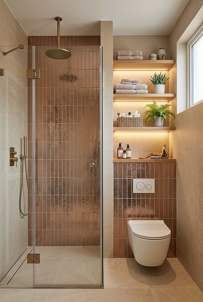 Rose Gold Metallic Vertical Bathroom Tile BA6206