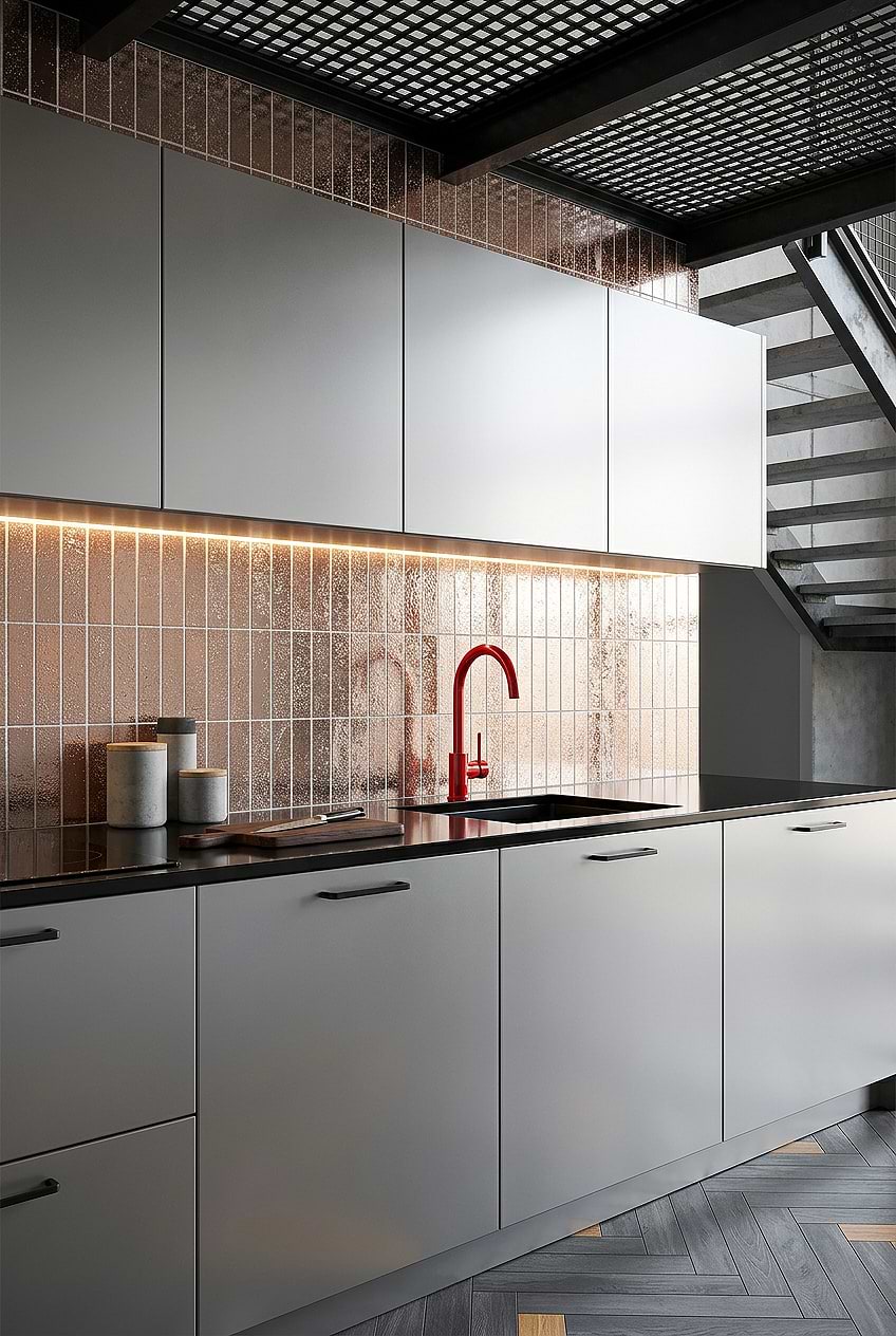 Rose Gold Metallic Vertical Kitchen Backsplash BA6206