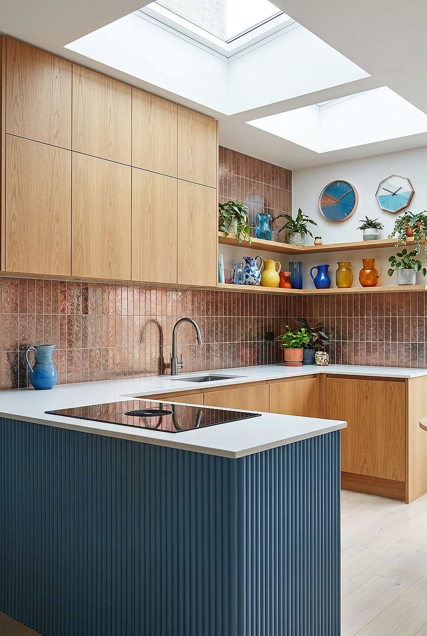 Rose Gold Metallic Vertical Kitchen Backsplash Tile BA6206