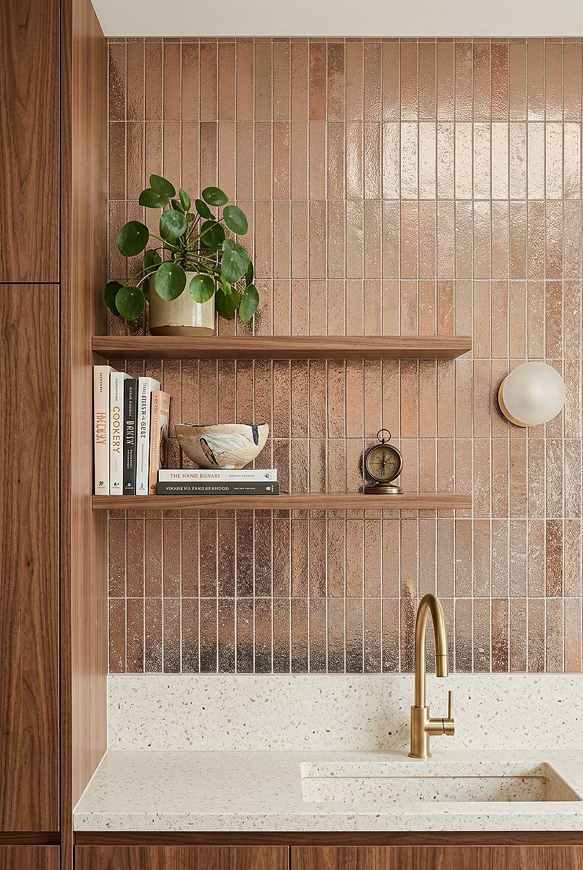 Rose Gold Metallic Vertical Mosaic Backsplash BA6206