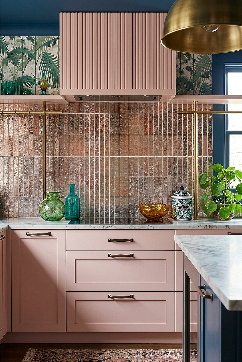 Rose Gold Metallic Vertical Mosaic Backsplash Tile BA6206