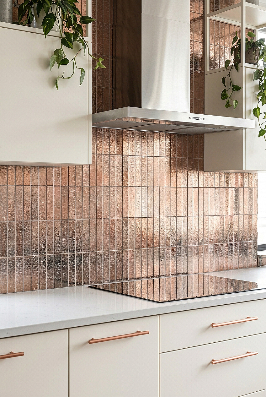 Rose Gold Metallic Vertical Mosaic Backsplash Tile BA6206