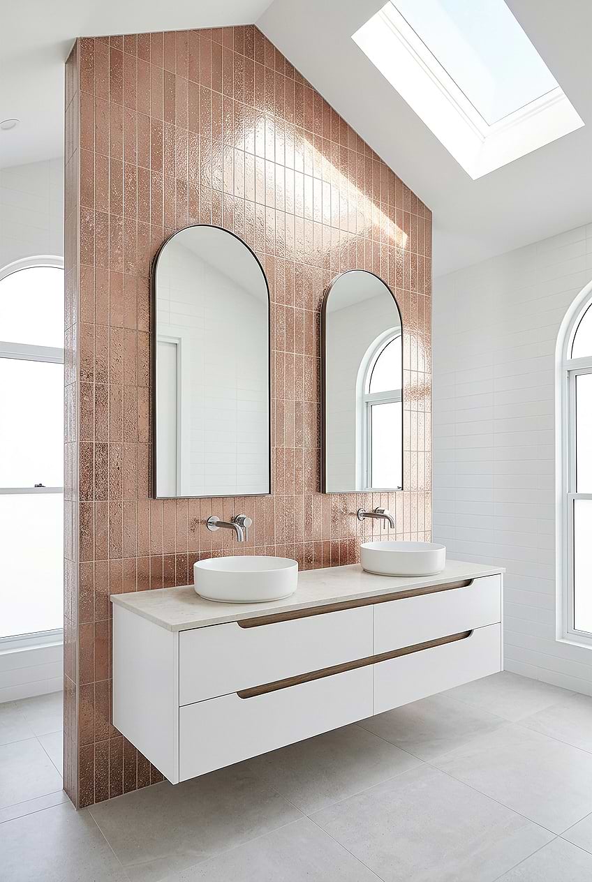 Rose Gold Travertine Vanity Backsplash Tile BA6206