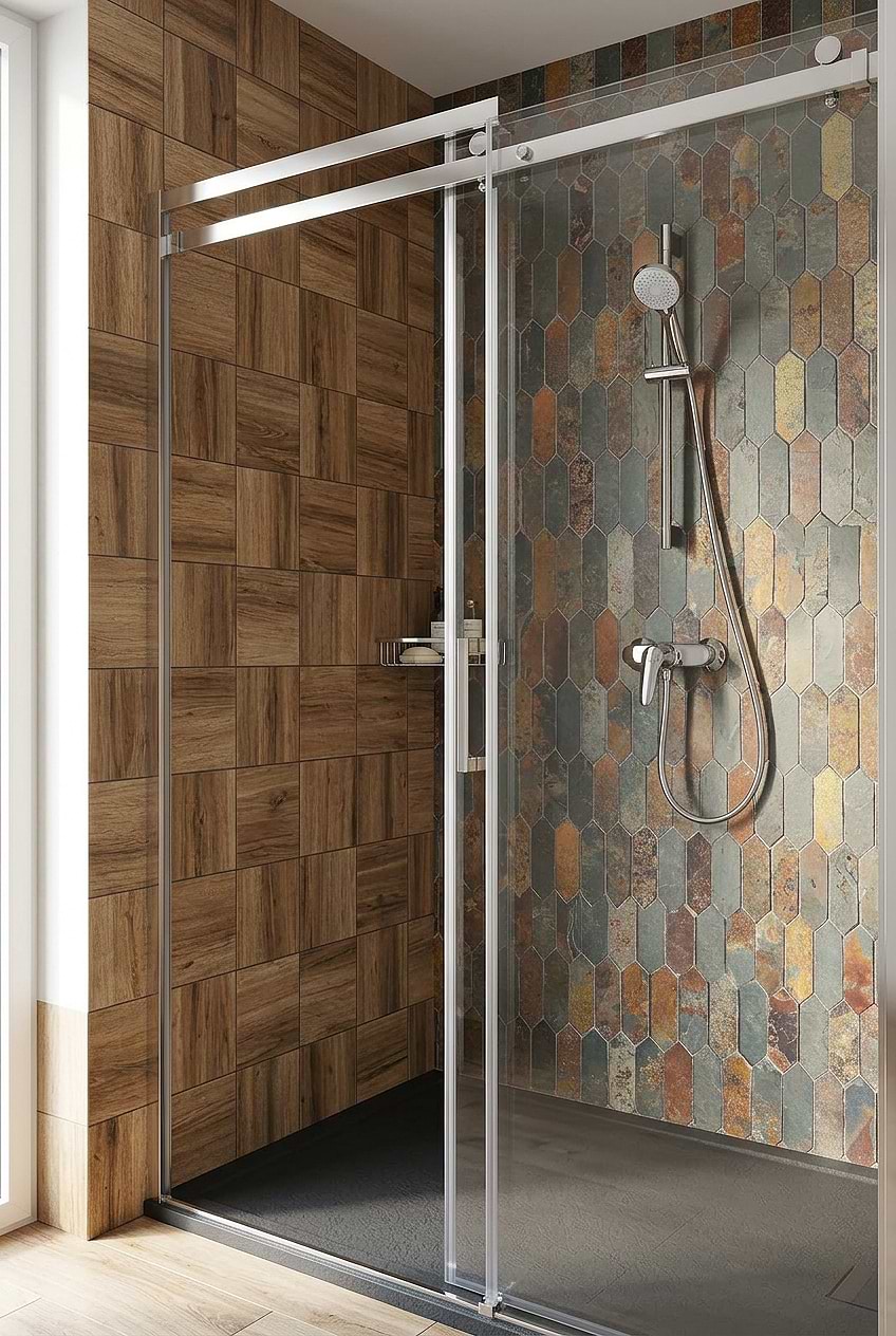 Rustic Brown Gray Picket Slate Shower Tile BA1066 Rustic Brown Gray Picket Slate Shower Tile BA1066