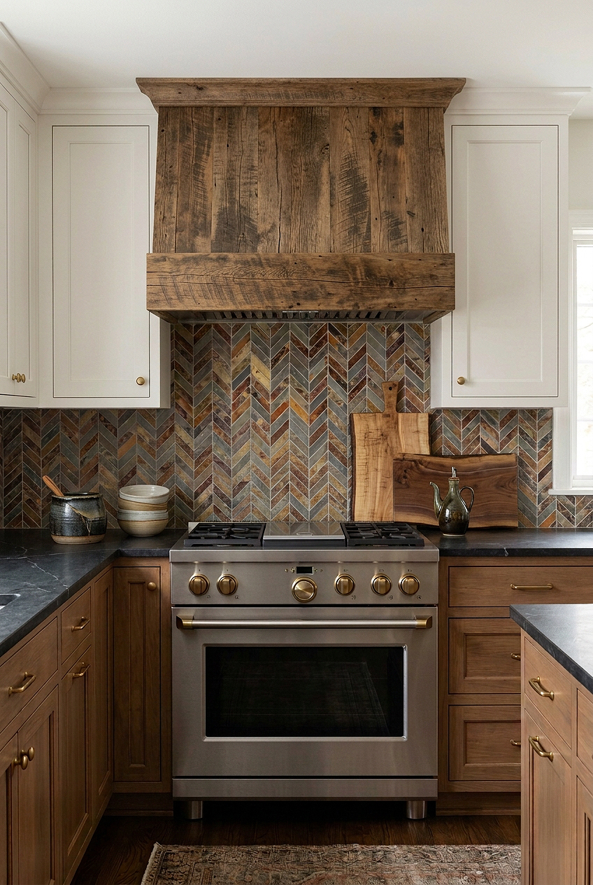 Rustic Brown Gray Slate Chevron Backsplash Tile BA1065