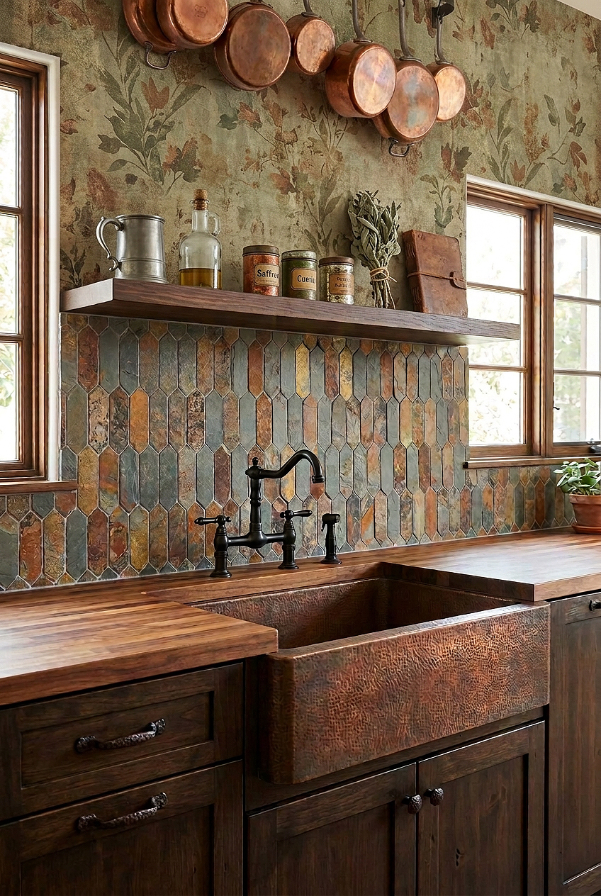 Rustic Brown Gray Slate Picket Backsplash Tile BA1066