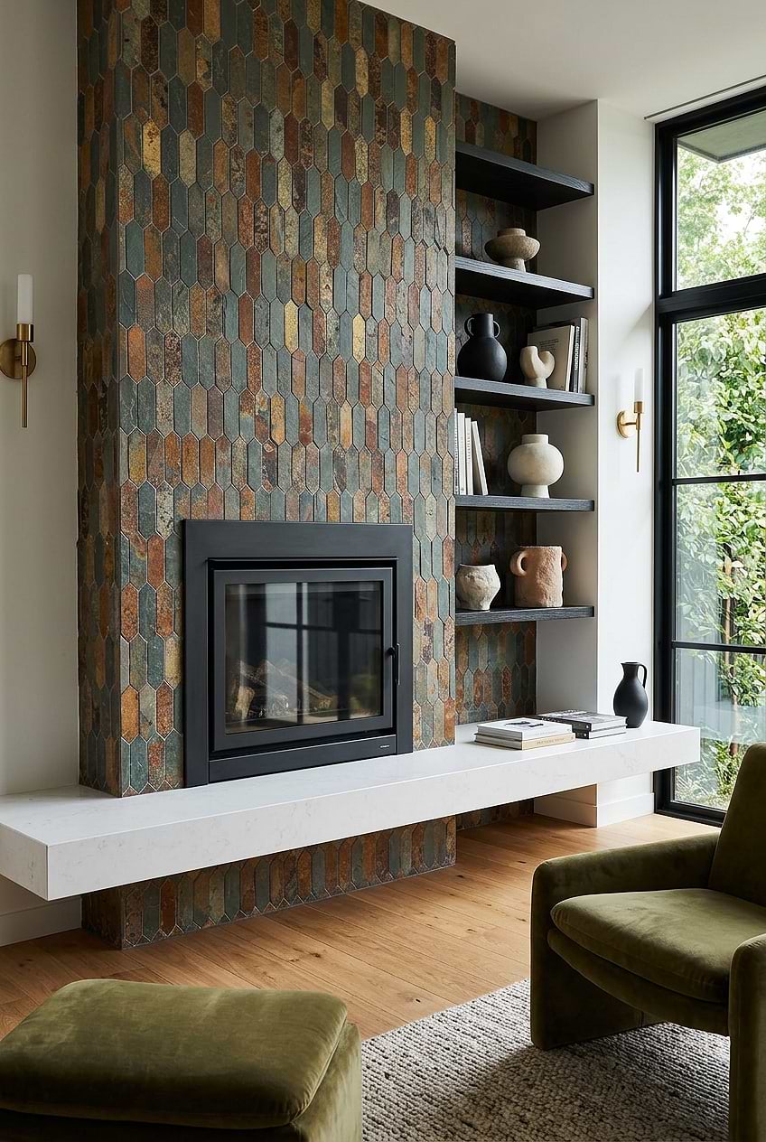 Rustic Brown Gray Slate Picket Wall Tile BA1066 Rustic Brown Gray Slate Picket Wall Tile BA1066