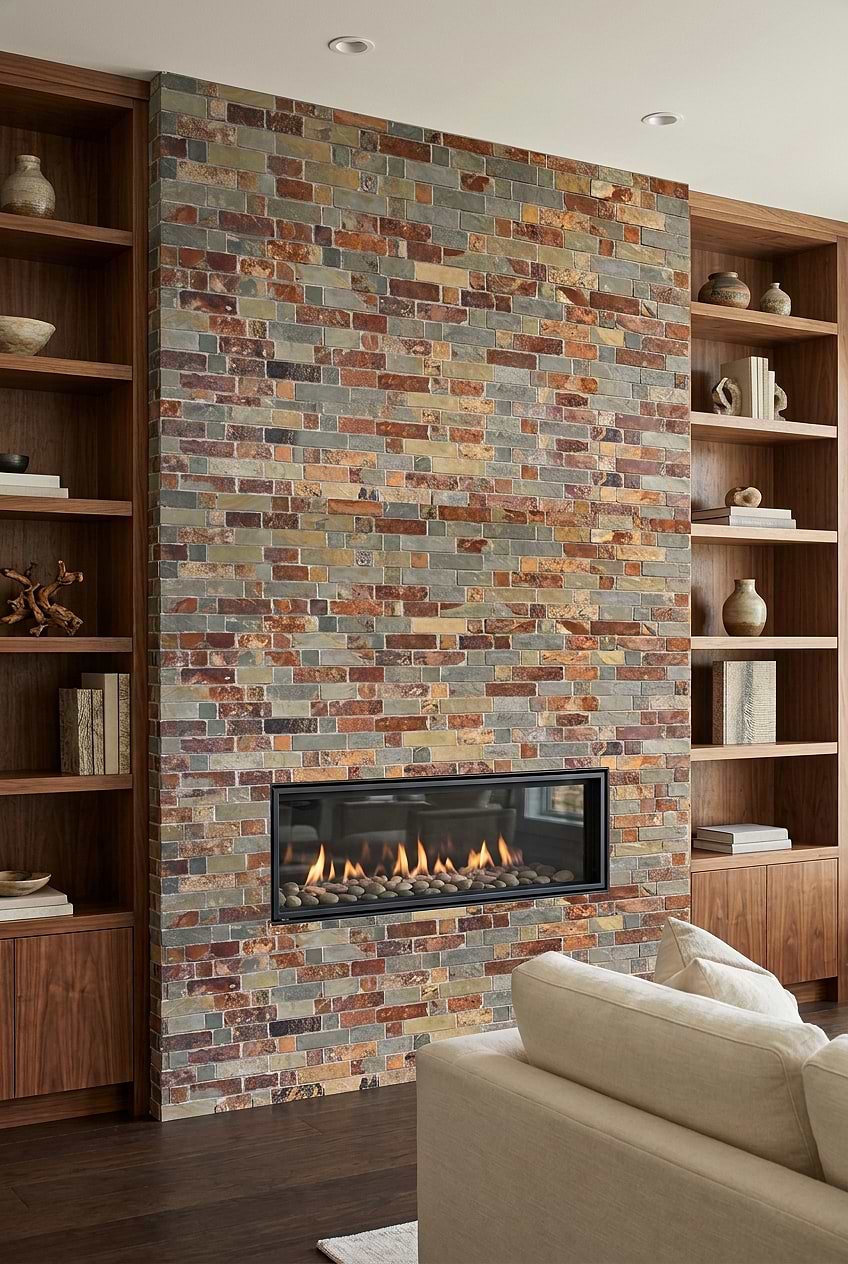 Rustic Brown Multicolor Slate Mosaic Wall Tile BA1063 Rustic Brown Multicolor Slate Mosaic Wall Tile BA1063