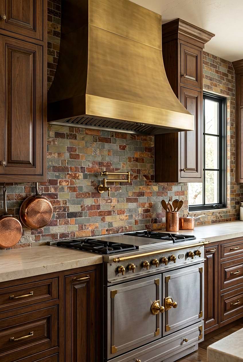 Rustic Brown Slate Brick Kitchen Backsplash Tile BA1063