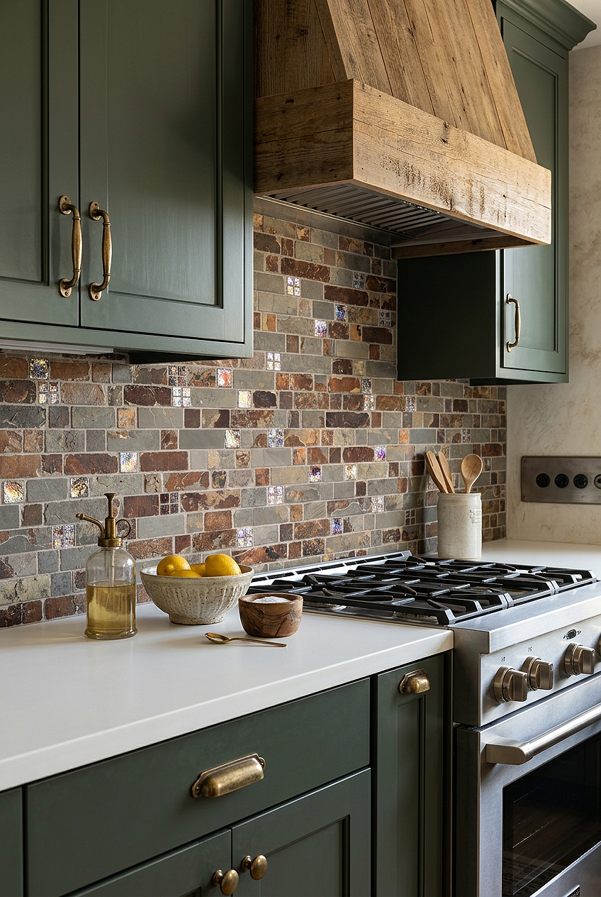 Rustic Multicolor Slate Glass Subway Kitchen Backsplash Tile BA1026
