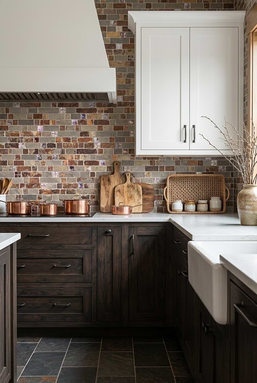 Rustic Slate Glass Subway Backsplash BA1026