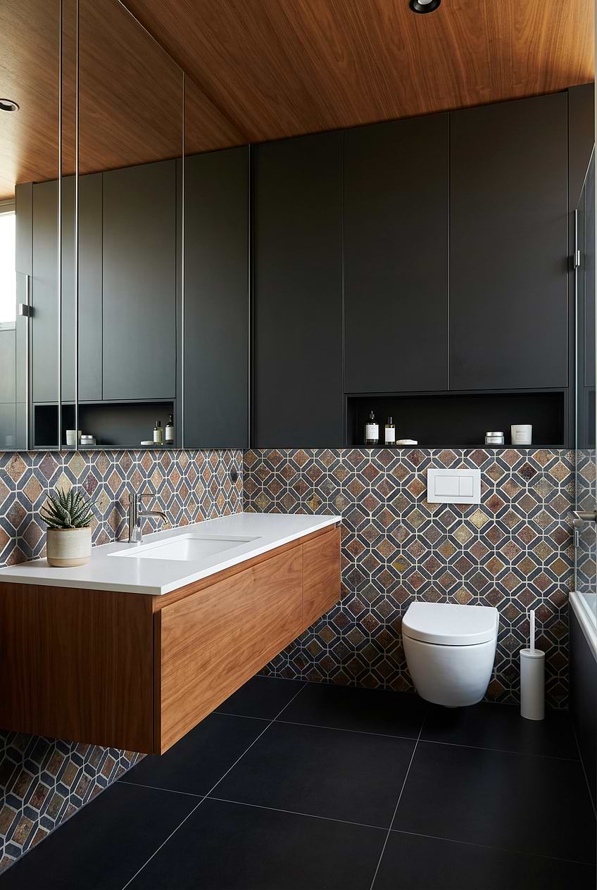 Rusty Brown Gray Diamond Slate Bathroom Tile BA1067