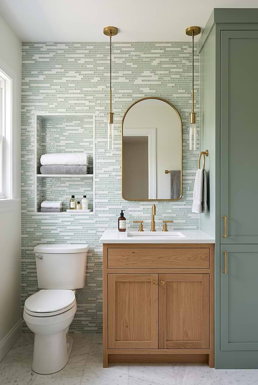 Sea Green Linear Bathroom Tile BA1205